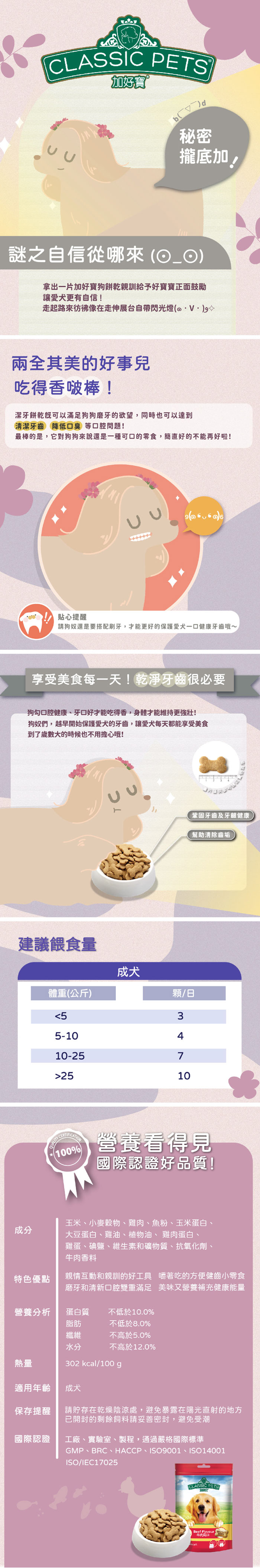 Classic Pets 加好寶 狗餅乾系列 300G 狗點心 狗零食 (牛肉配方、關節保健配方)任選