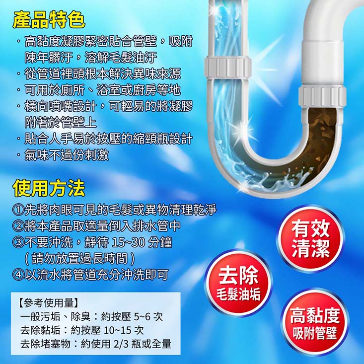 【KAO 花王】高黏度水管清潔凝膠500g-日本境內版-A4081