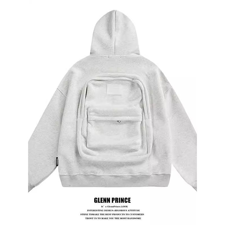 美式寬鬆風背包一體式連帽外套