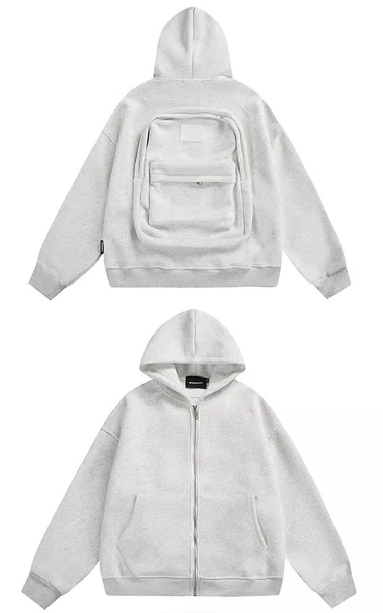 美式寬鬆風背包一體式連帽外套