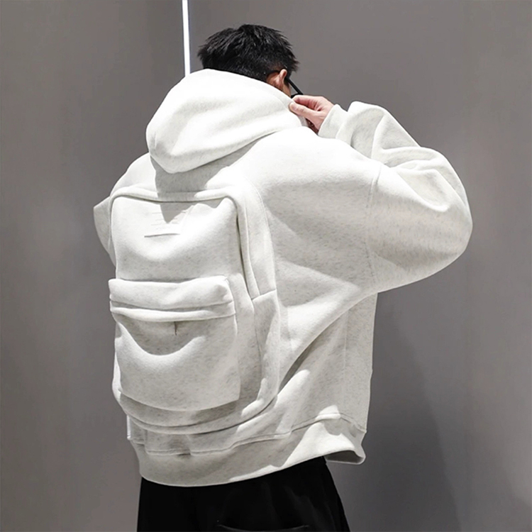 美式寬鬆風背包一體式連帽外套