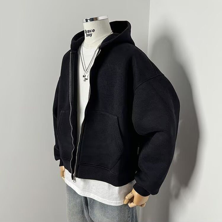 美式寬鬆風背包一體式連帽外套