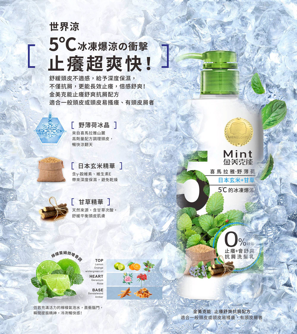金美克能 抗屑洗髮乳5˚C 止癢配方 750ml