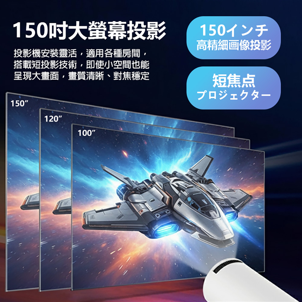 星映 Plus 8K 150吋大螢幕投影Airplay/Miracast/WiFi安卓投影機(安卓14 Netflix 贈遙控器)