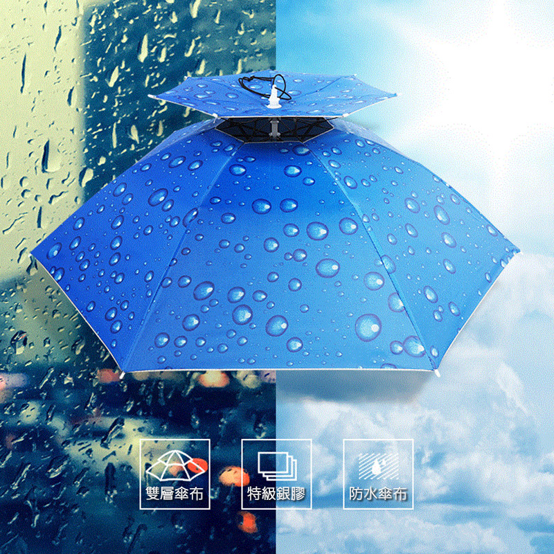 戶外雙層傘帽 - 晴天雨天兩用 200+抗UV 傘帽 遮陽帽 帽傘 漁夫帽 陽傘