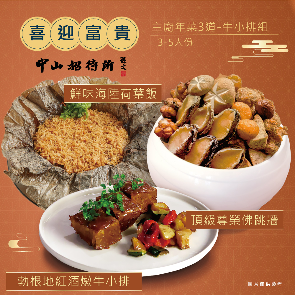 【中山招待所】頂級尊榮年菜三道(約3-4人份)/牛小排組/油封鴨腿組/單點系列 