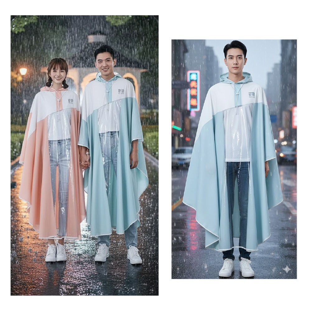 【JAR嚴選】拚色款加大加厚一件式斗篷雨衣