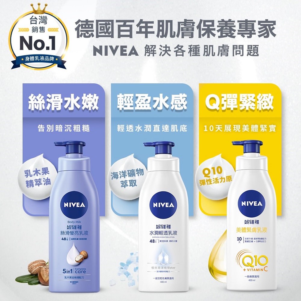 NIVEA 妮維雅 Q10 Plus 美體緊膚乳液400ml (肌膚Q彈緊緻 保濕身體潤膚乳)