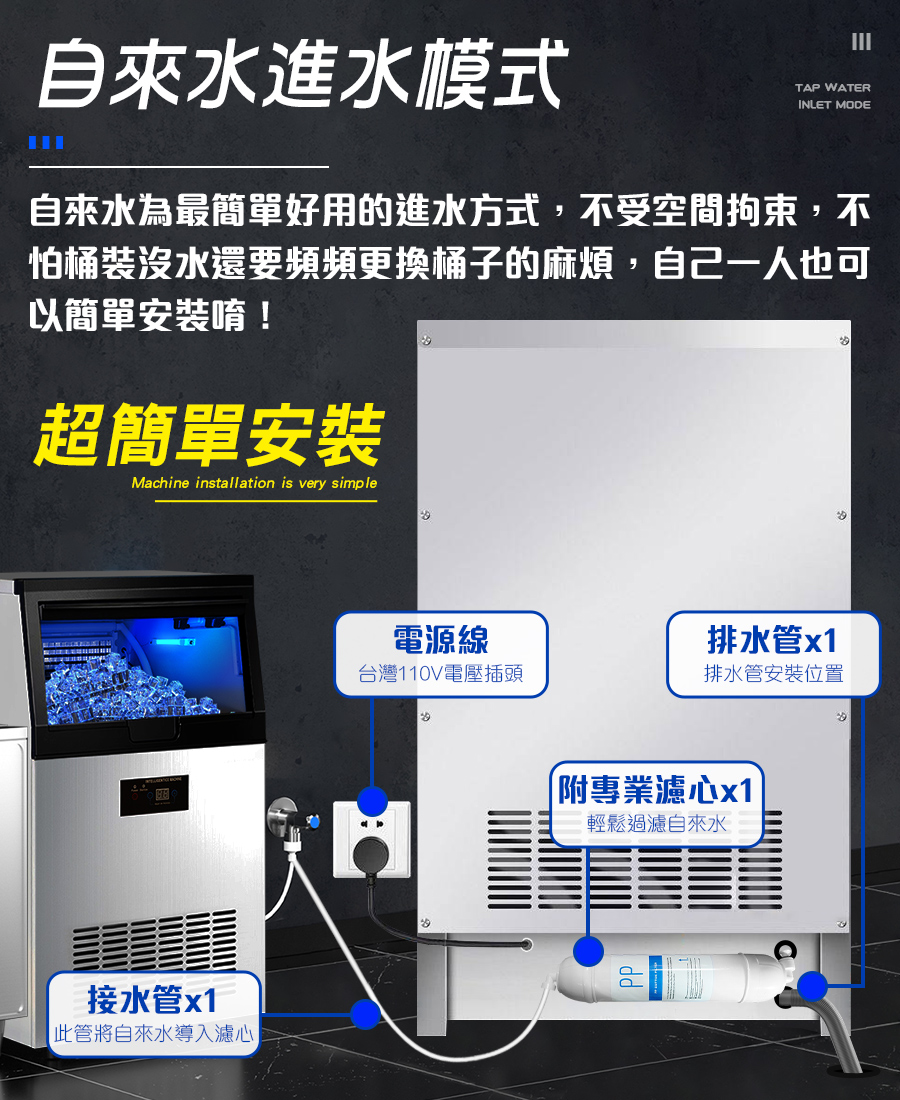 日產100KG 55冰格 智能製冰機 9-12分鐘快速出冰 110V 商用製冰機 製冰 製冰機 大型製冰機