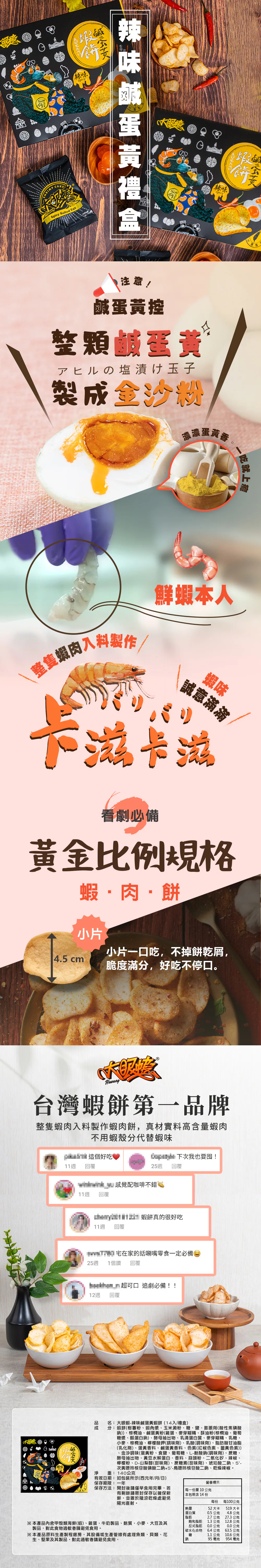 【預購】大眼蝦蝦肉餅-原味/辣味鹹蛋黃蝦餅禮盒