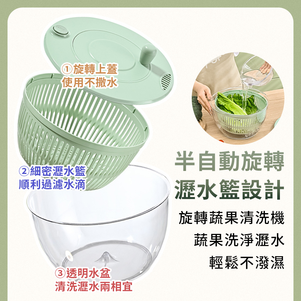 多功能蔬菜沙拉脫水切菜器(五款刀頭+榨汁器)