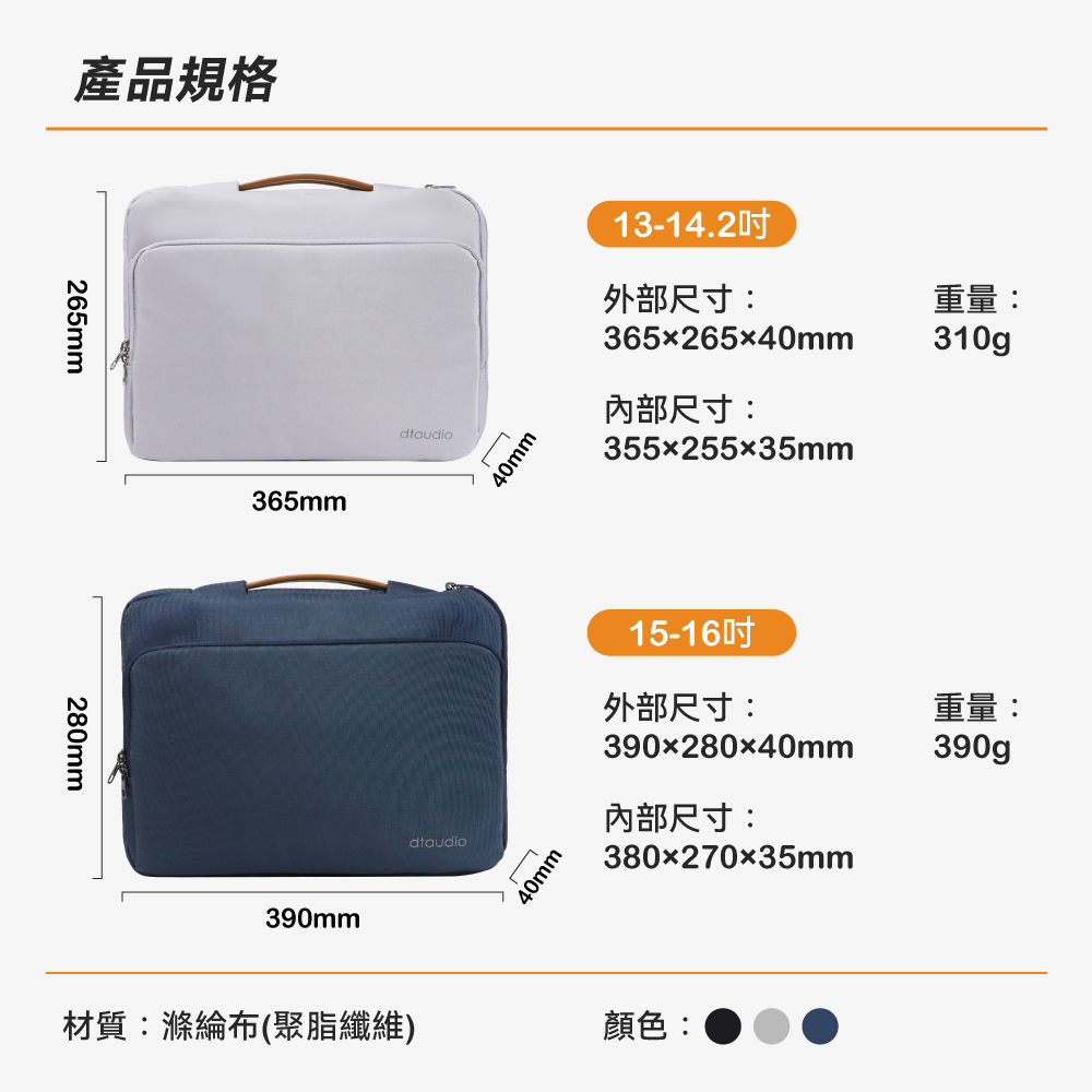 【DTAudio聆翔】360°加厚防護手提電腦包｜內膽包、YKK拉鍊