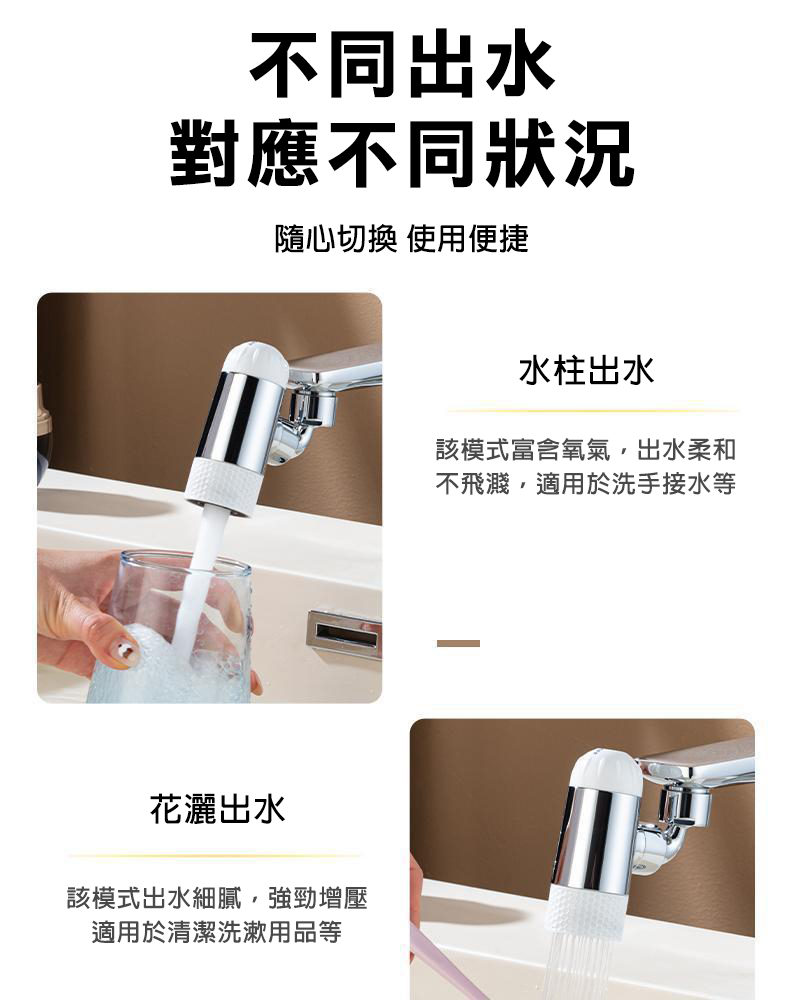 【西格傢飾】四檔小噴泉萬向水龍頭