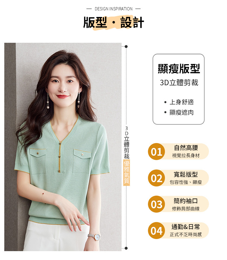 夏季針織女款短袖/V領衣/小香風金邊針織衫/V領拉鍊針織衣