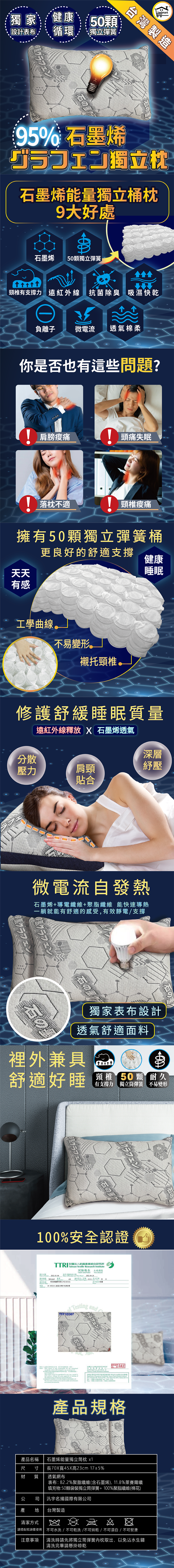 台灣製石墨烯獨立筒枕