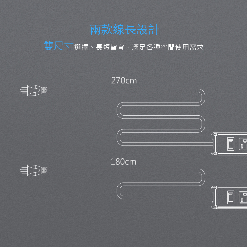 【DIKE】工業級鋁合金一開六座電源延長線-1.8M/2.7M