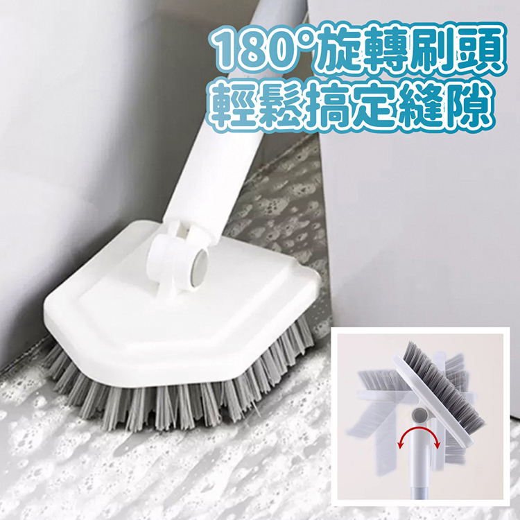 二合一旋轉伸縮地板清潔刷 附替換刷頭2入 地板刷 海綿刷 打掃工具