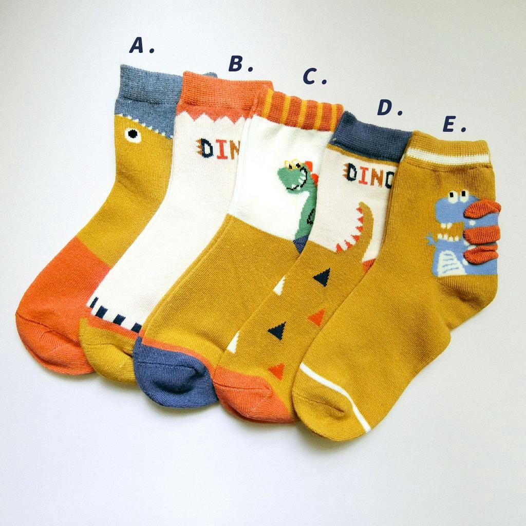 【凱美棉業】MIT台灣製純棉舒適造型大童襪 恐龍款 (14-22cm)