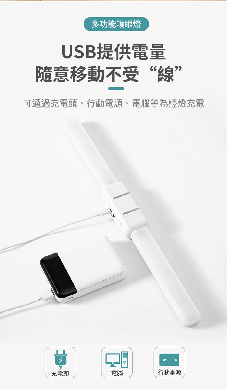 雙頭磁吸可拆卸護眼檯燈