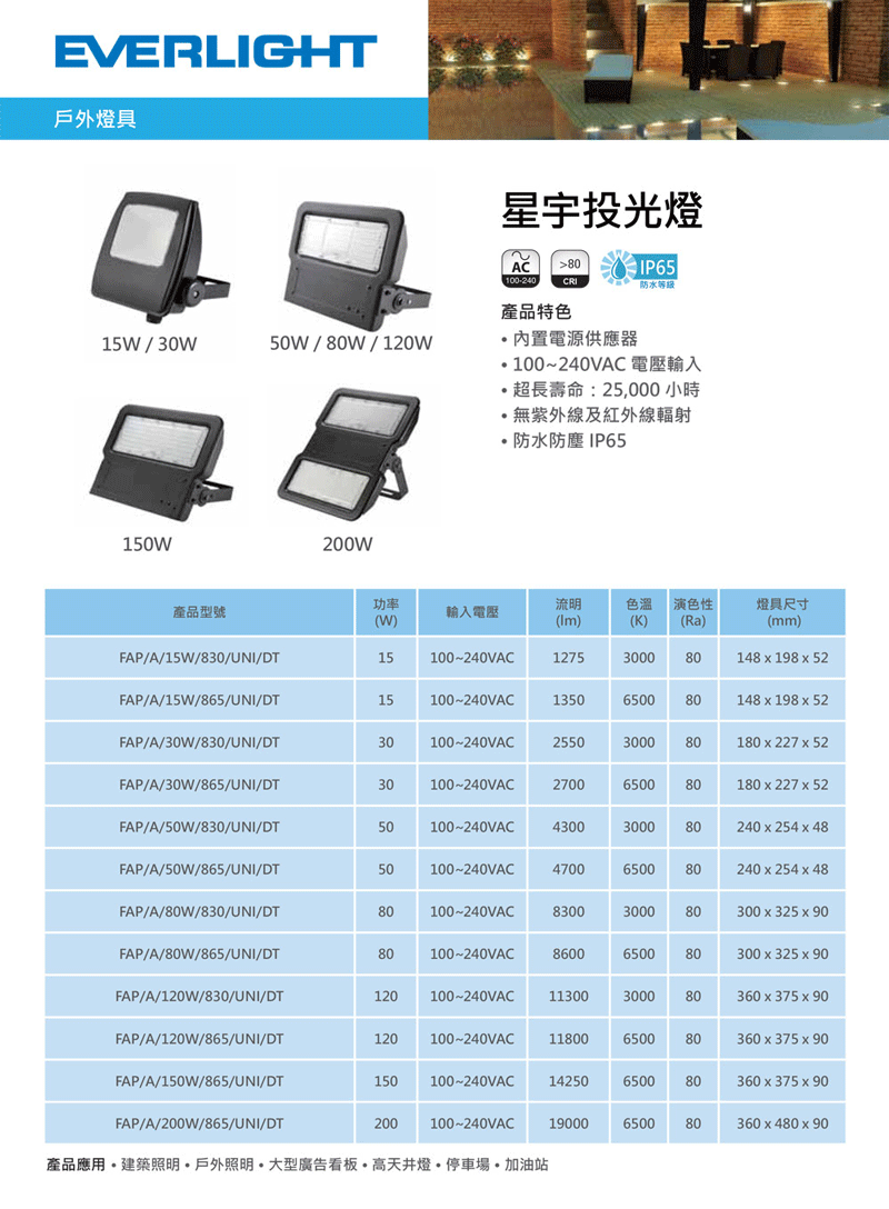 【億光EVERLIGHT】LED星宇30W 全電壓 IP65 投光燈 白光/黃光