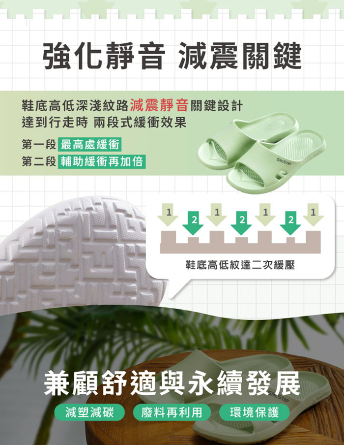 【維諾妮卡】台灣製 SilicStep 矽晶減塑類氣墊家居拖鞋 ISO認證