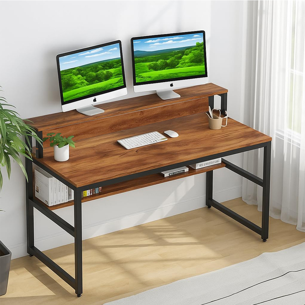 【E家工廠】電腦桌 120公分書桌 工作桌 書桌帶熒幕架 辦公桌 514