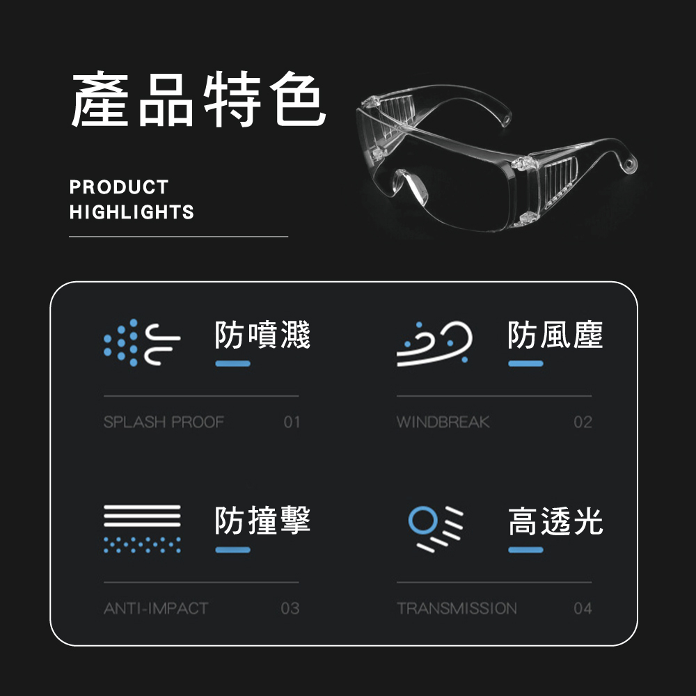 加大鏡面防飛沫防霧安全護目鏡/台灣製造