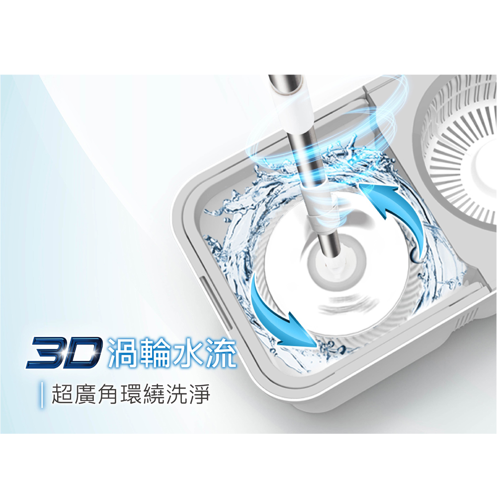 好神拖 省力雙渦輪手壓旋轉拖把組(1拖1桶共2布)