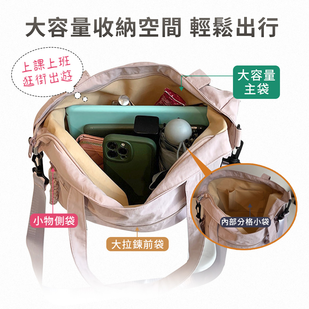 簡約輕便大容量單肩斜挎兩用托特包