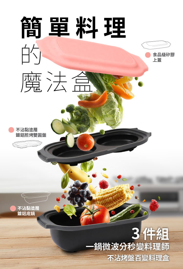 【ANDYMAY2】韓匠3件組微波專用快速料理盒(AM-SN009F)