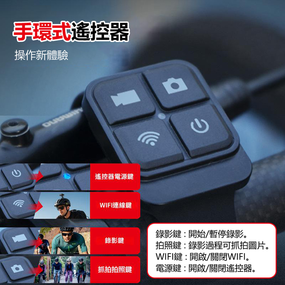 MR-S50+ 4K前鏡頭單攝錄影/1080P前後雙攝運動相機/機車單車頭盔式行車記錄器(WiFi手機互連 手環遙控器)