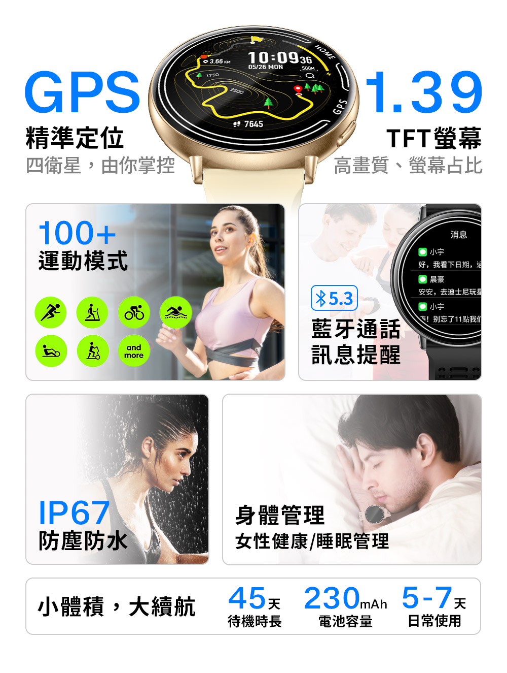 【DTAudio聆翔】GPS 運動通話多功能手錶｜運動軌跡、24h睡眠監測