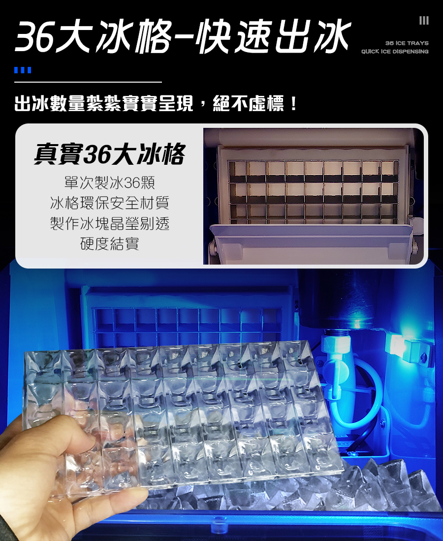 日產40KG 36冰格 兩用型製冰機 可接桶裝水/自來水 110V 商用製冰機 製冰