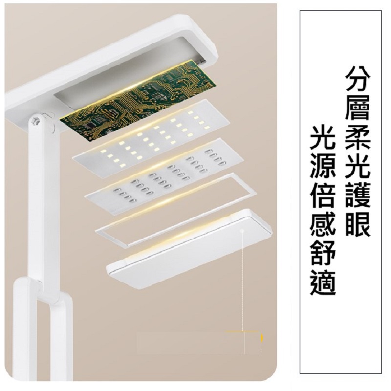USB觸控折疊LED檯燈 充電插電兩用 抗藍光防頻閃摺疊抬燈 三種光觸摸無極調光 護眼閱讀台燈