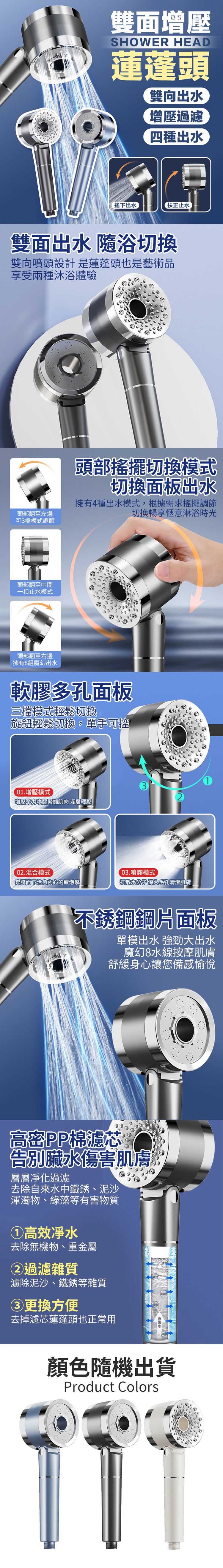 (A)雙面增壓蓮蓬頭