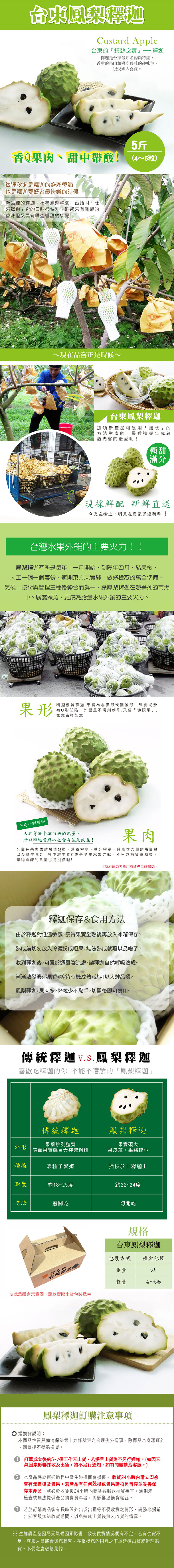 【家購網嚴選】台東鳳梨釋迦 大果 4～6粒5斤裝 