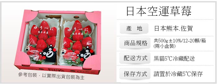 【築地一番鮮】空運｜日本草莓｜500g/盒｜12-20顆