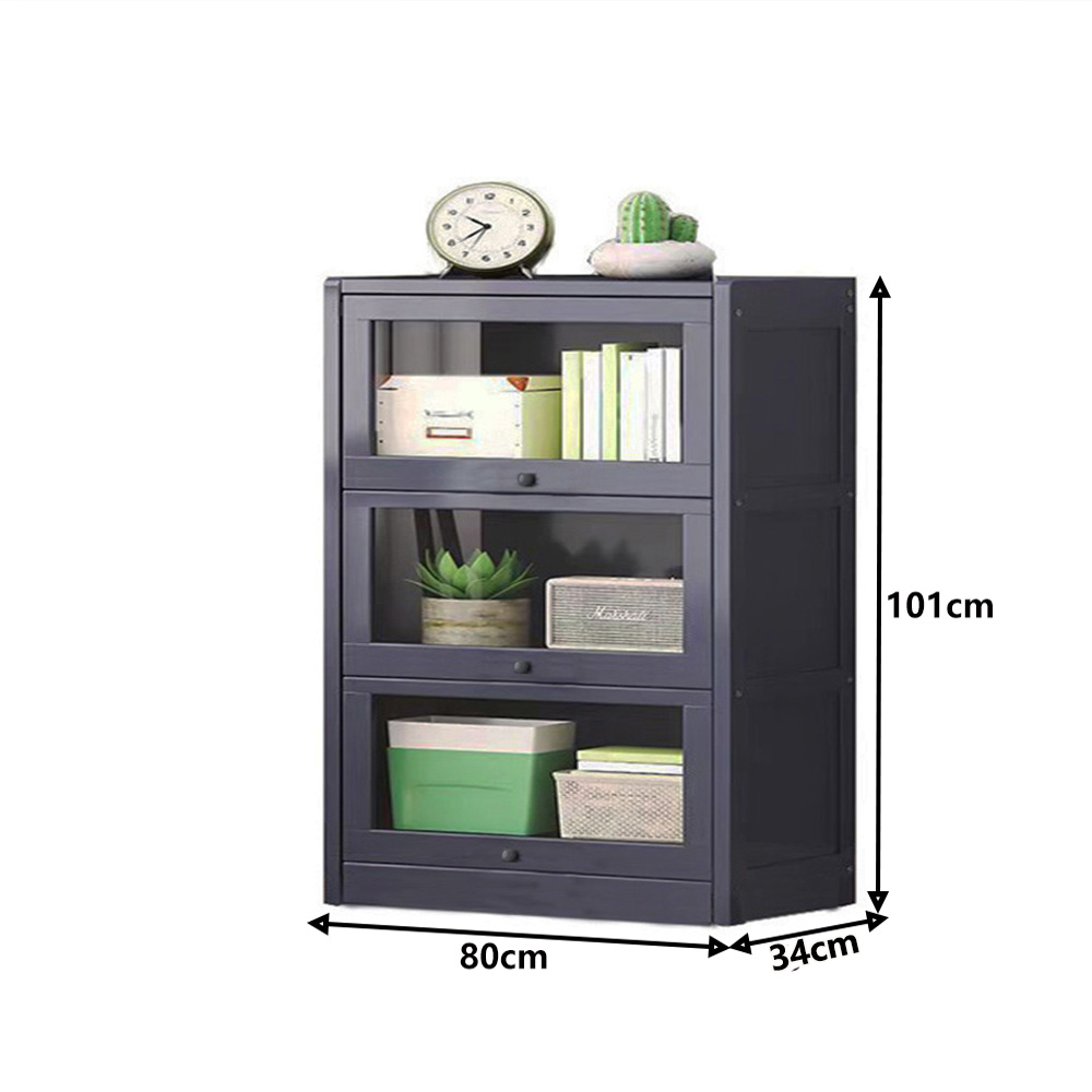 【E家工廠】80公分三層收納櫃 書櫃 展示櫃 防塵帶門儲物櫃 櫥櫃 009