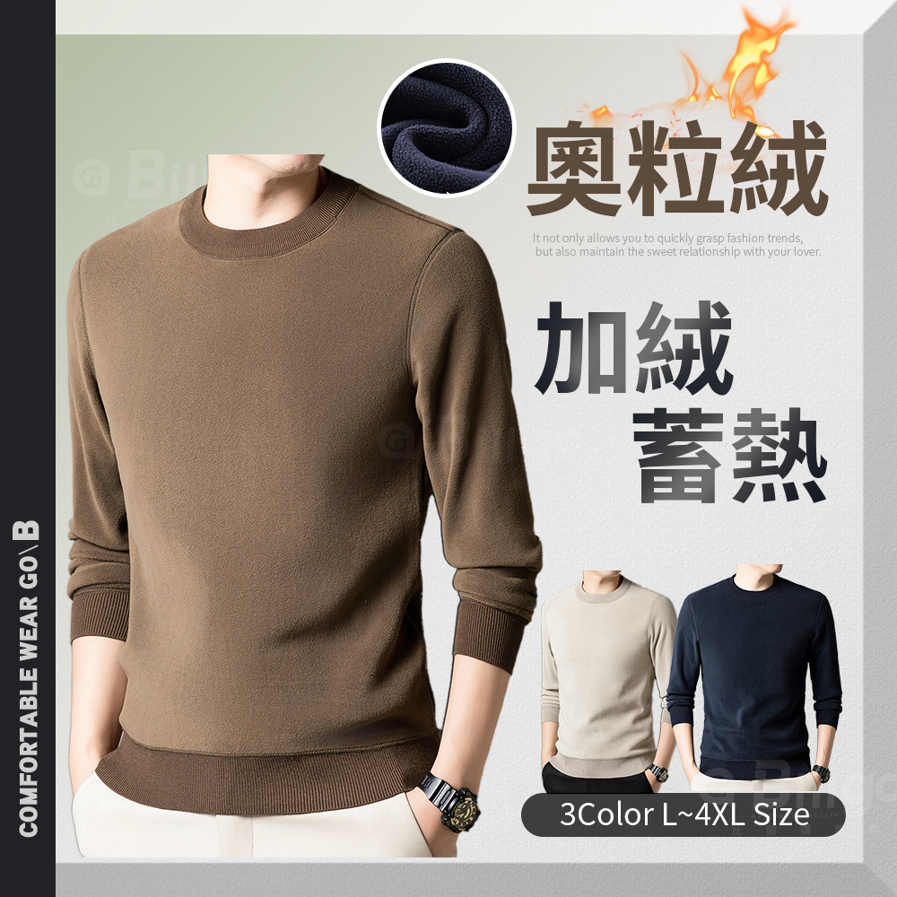 奧粒絨內刷毛加厚圓領上衣