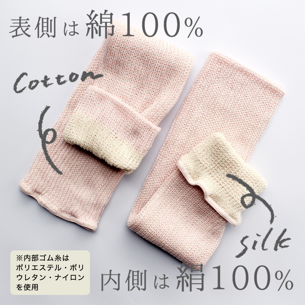【日本原裝進口】日本製造，天然纖維/絲棉雙面針織暖腿套52 cm長