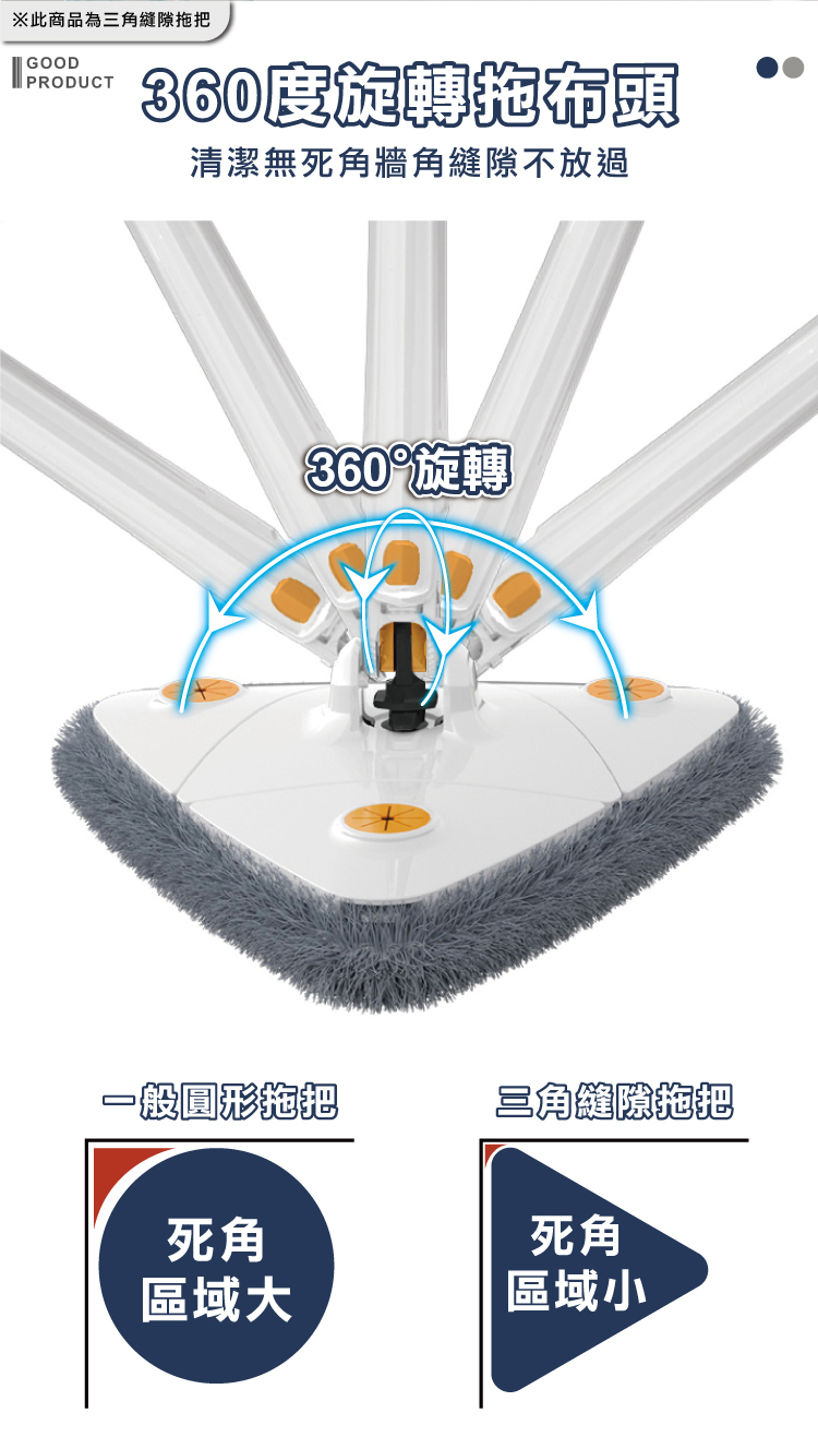 【ANDYMAY】輕清拖淨汙分離旋轉拖把/三角縫隙拖把/掃清新掃把組(OH-W500)