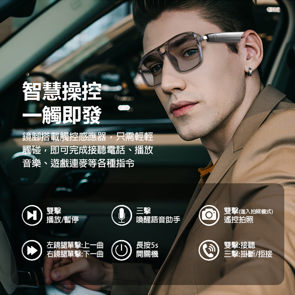 IS-S10 一般版 智能變色藍芽眼鏡(通過SGS認證 全系列雙基板+TWS立體音雙聲道 骨傳導技術 寶利徠鏡片)