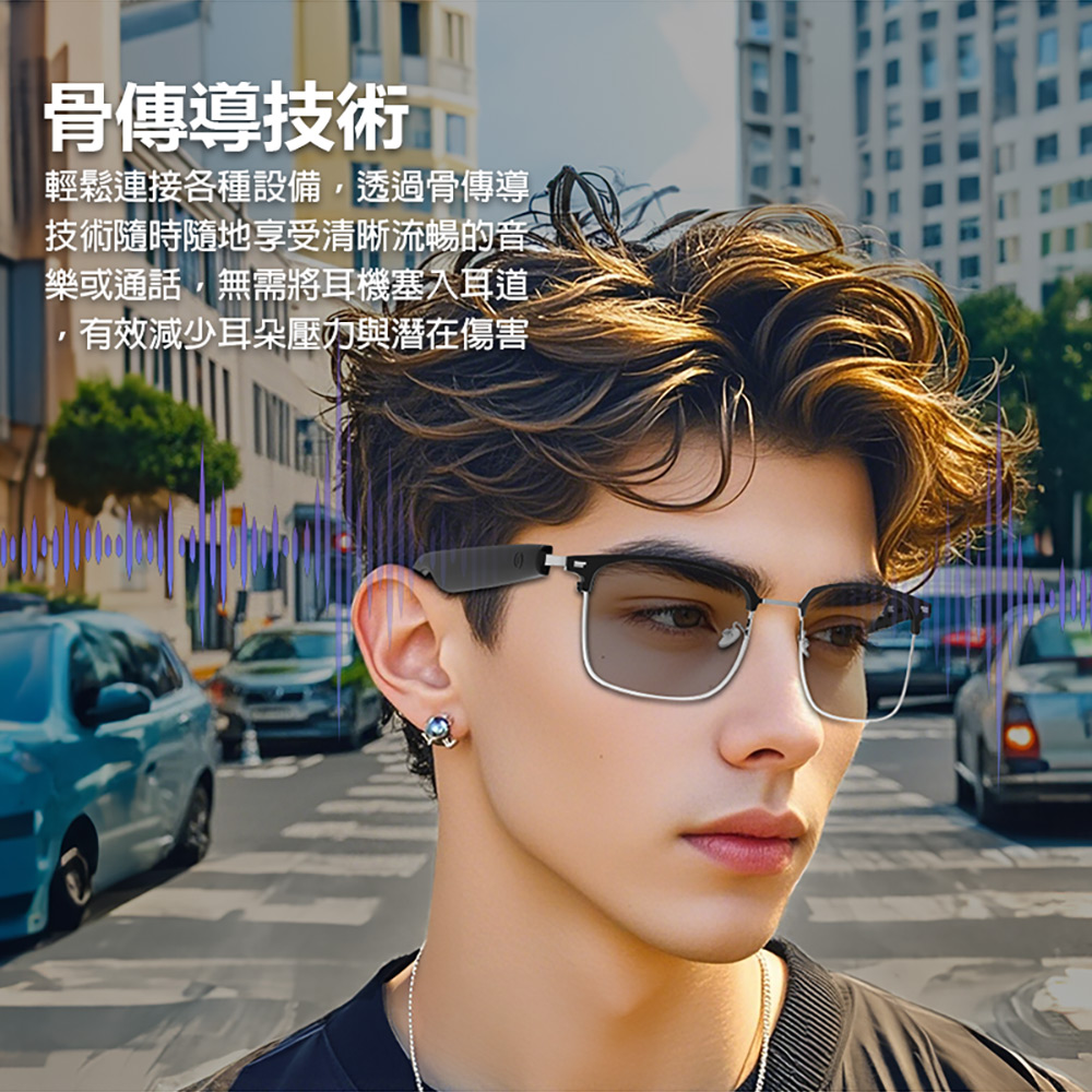 IS-S13 一般版 智能變色藍芽眼鏡(通過SGS認證全系列雙基板+TWS立體音雙聲道 骨傳導技術寶利徠鏡片)