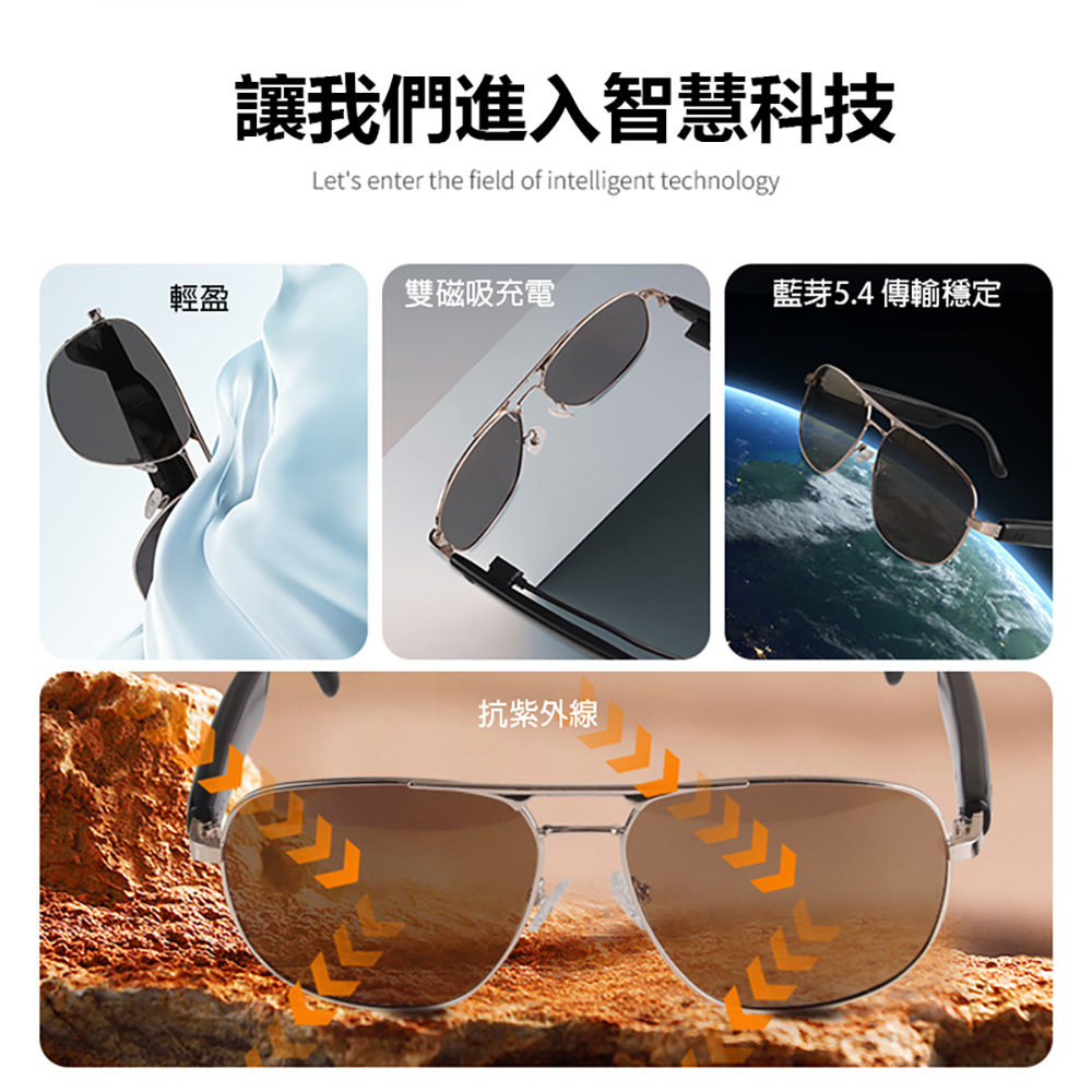 IS-S02 AI版 智能變色藍芽眼鏡(全系列雙基板+TWS立體音雙聲道 骨傳導技術寶利徠鏡片)
