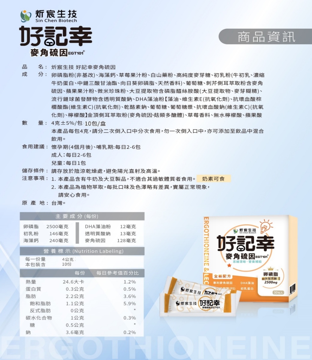 【炘宸生技】好記幸麥角硫因