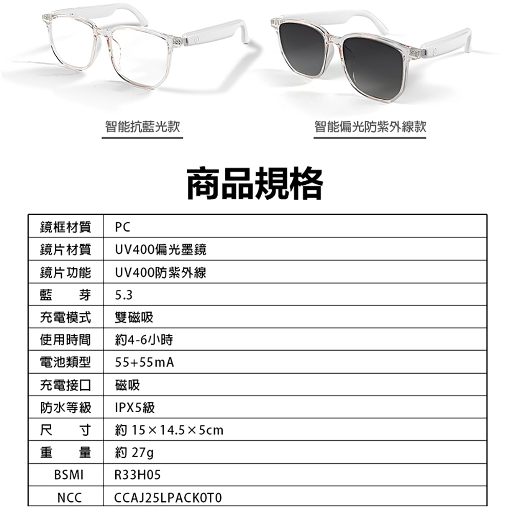IS-S03 智能變色藍芽眼鏡(全系列雙基板+TWS立體音雙聲道 骨傳導技術寶利徠鏡片)