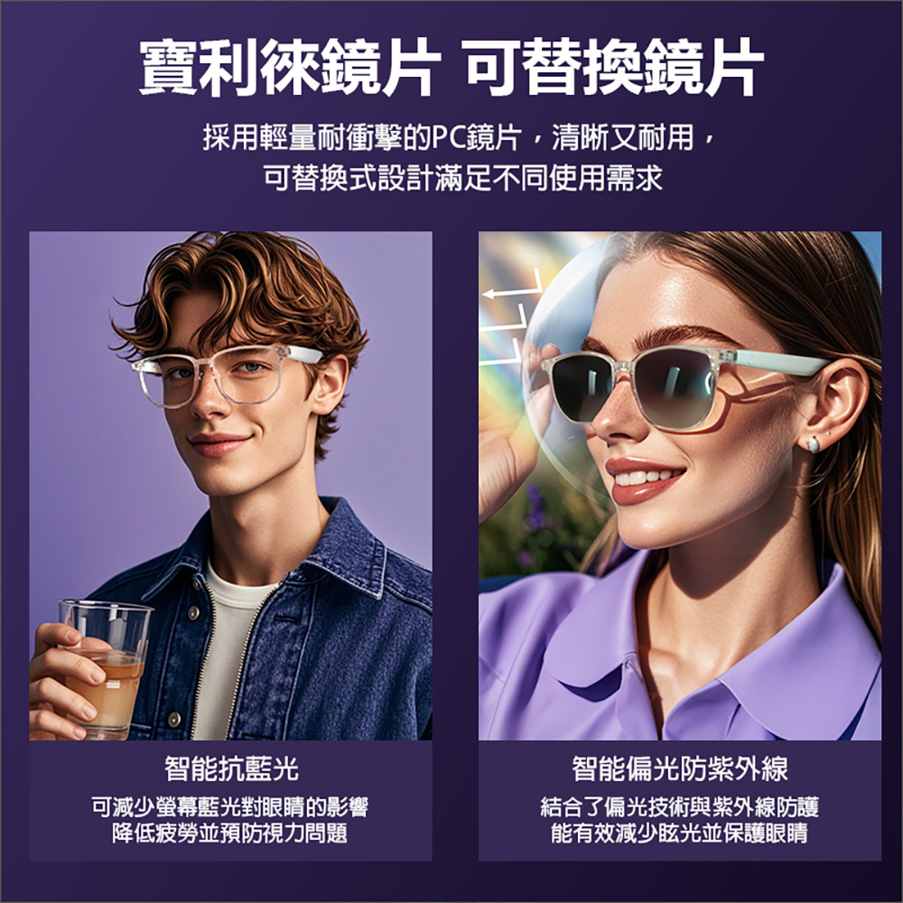 IS-S03 AI版 智能變色藍芽眼鏡(全系列雙基板+TWS立體音雙聲道 骨傳導技術寶利徠鏡片)