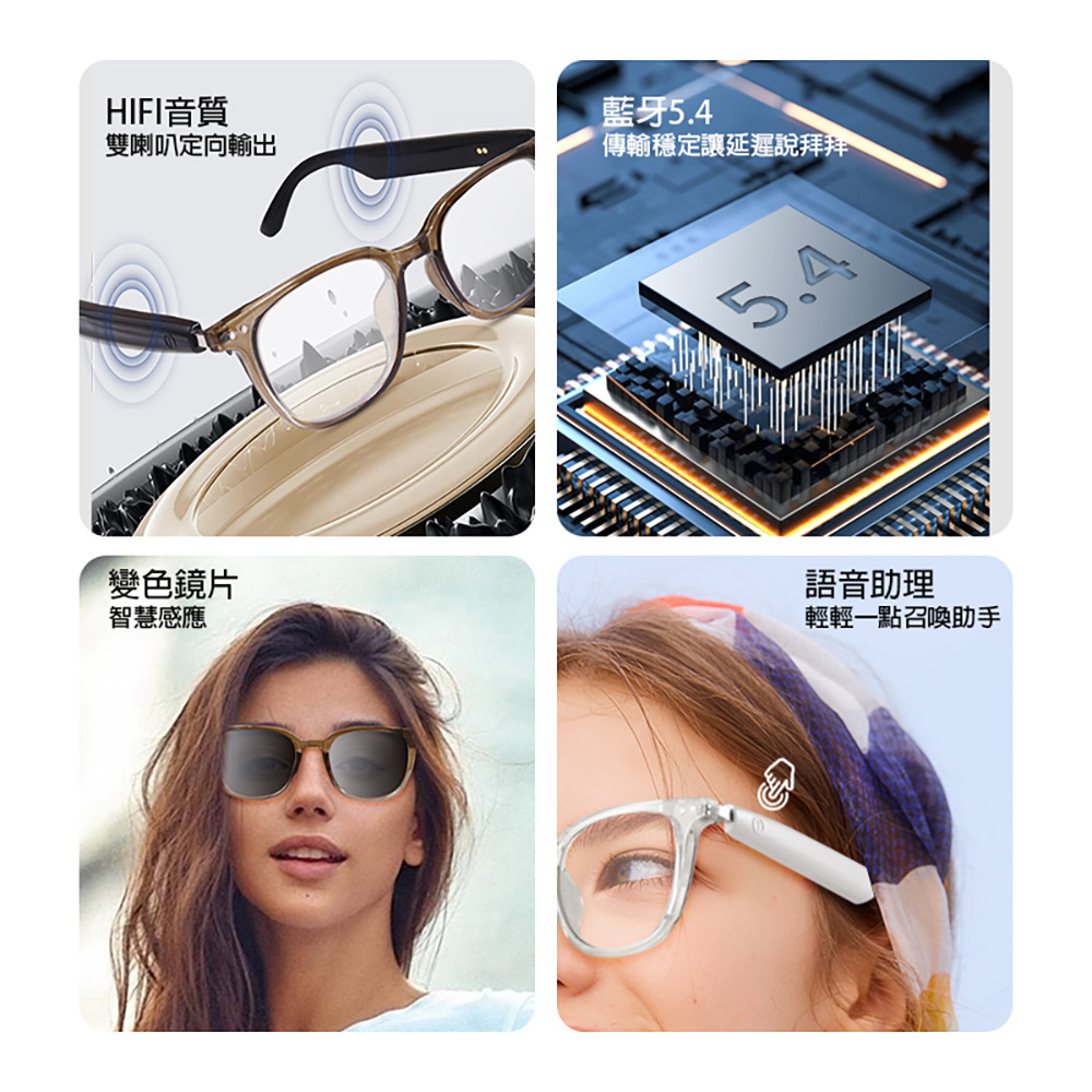 IS-S07 智能變色藍芽眼鏡(通過SGS認證全系列雙基板+TWS立體音雙聲道 骨傳導技術寶利徠鏡片)