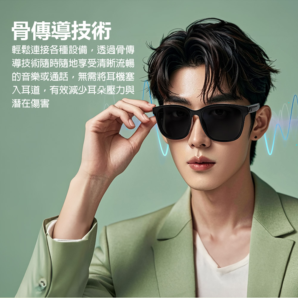 IS-S08 智能變色藍芽眼鏡(全系列雙基板+TWS立體音雙聲道 骨傳導技術 寶利徠鏡片)