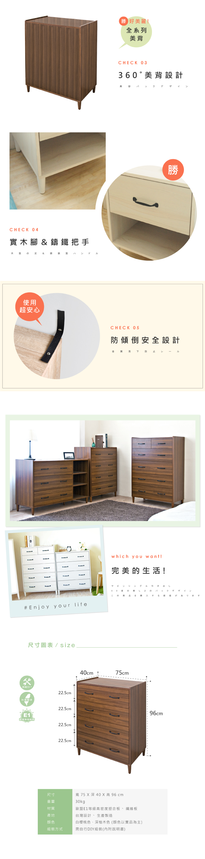 【HOPMA】無印復古滑門雙抽多功能衣櫃組 台灣製造 衣櫥 抽屜櫃 衣物收納櫃